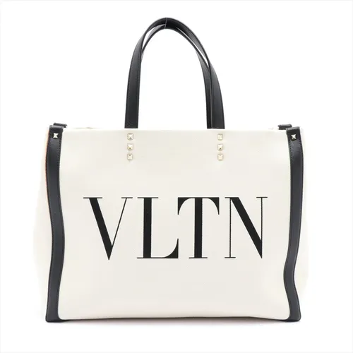 ヴァレンティノ VLTN キャンバス トートバッグ ホワイト Aランクの