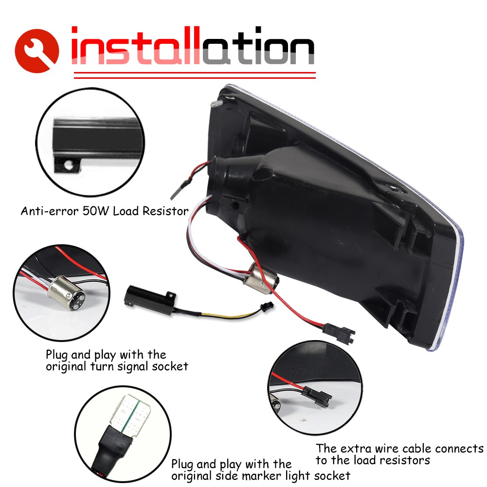 2X Smoked Switchback LED Front Bumper Signal Lights For 90-96