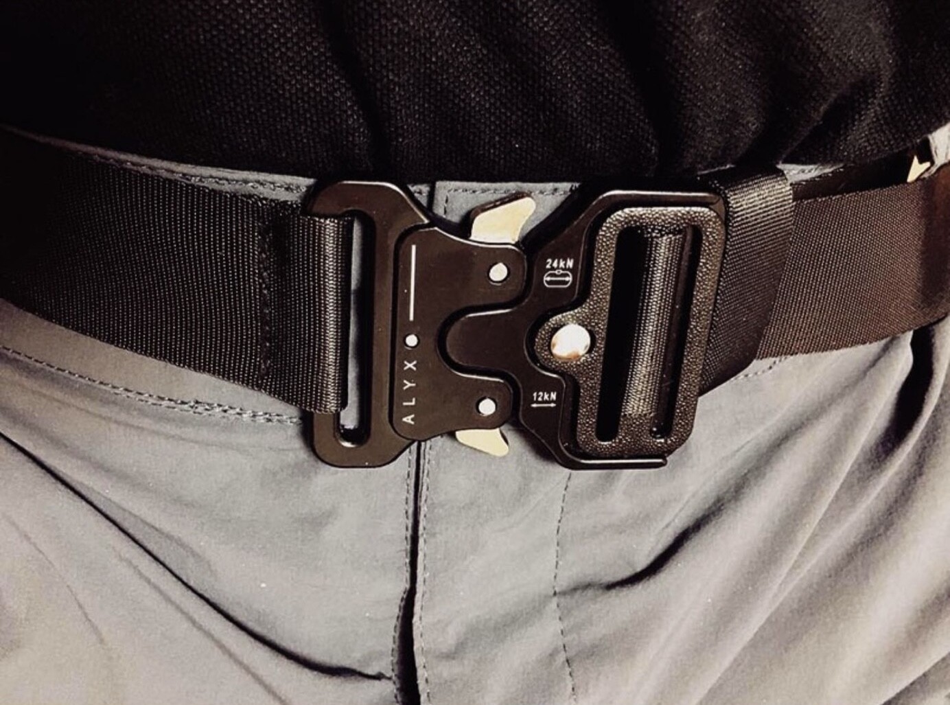 Black Silver 1017 ALYX 9SM Nylon Canvas Safety Buckle Belt Metal