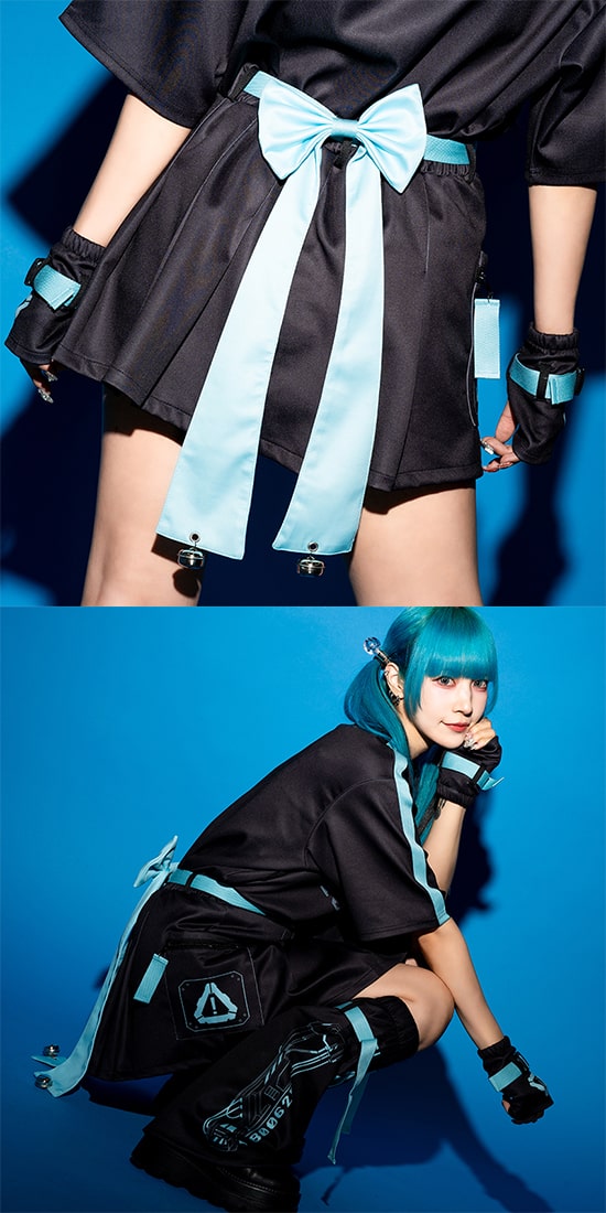 楽天市場】ERROR CODE スカート BLUE 原宿系 原宿 ライン ファッション