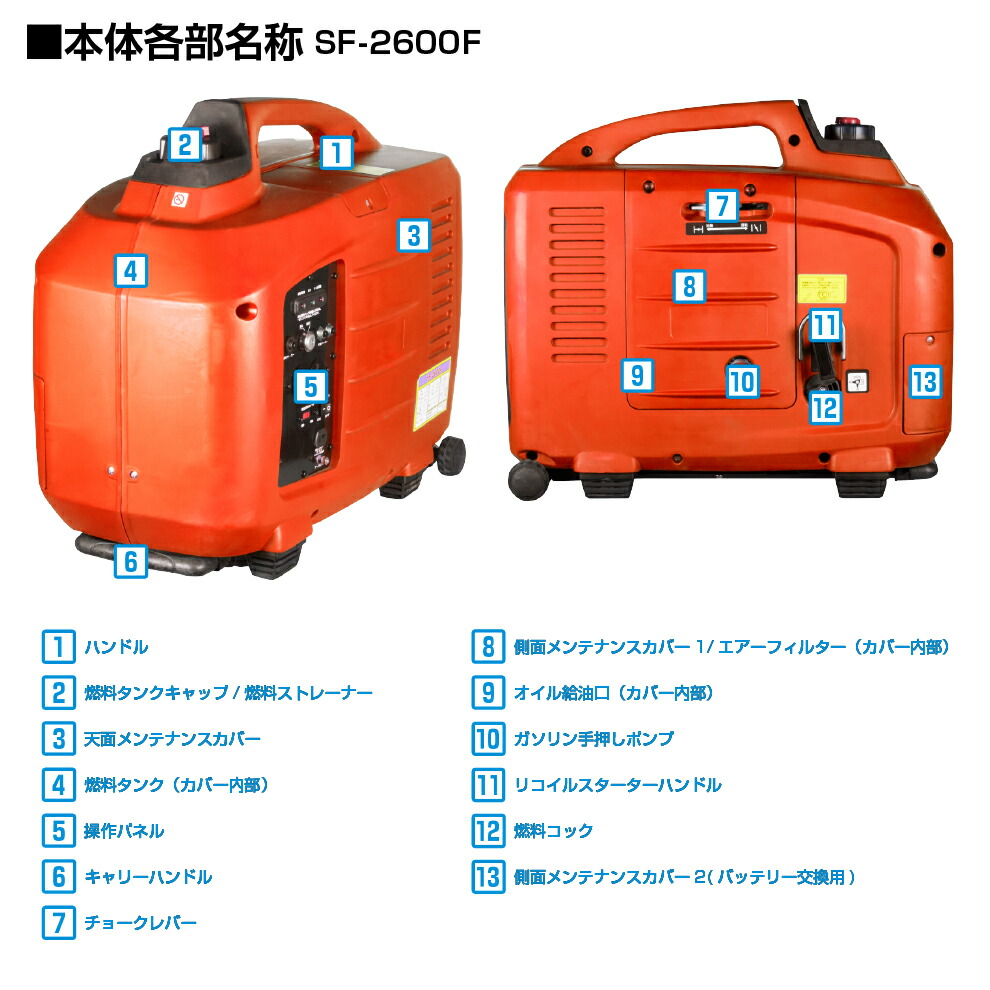 楽天市場】SF-2600F インバーター式 黒 ブラック レジャー お祭り 発電