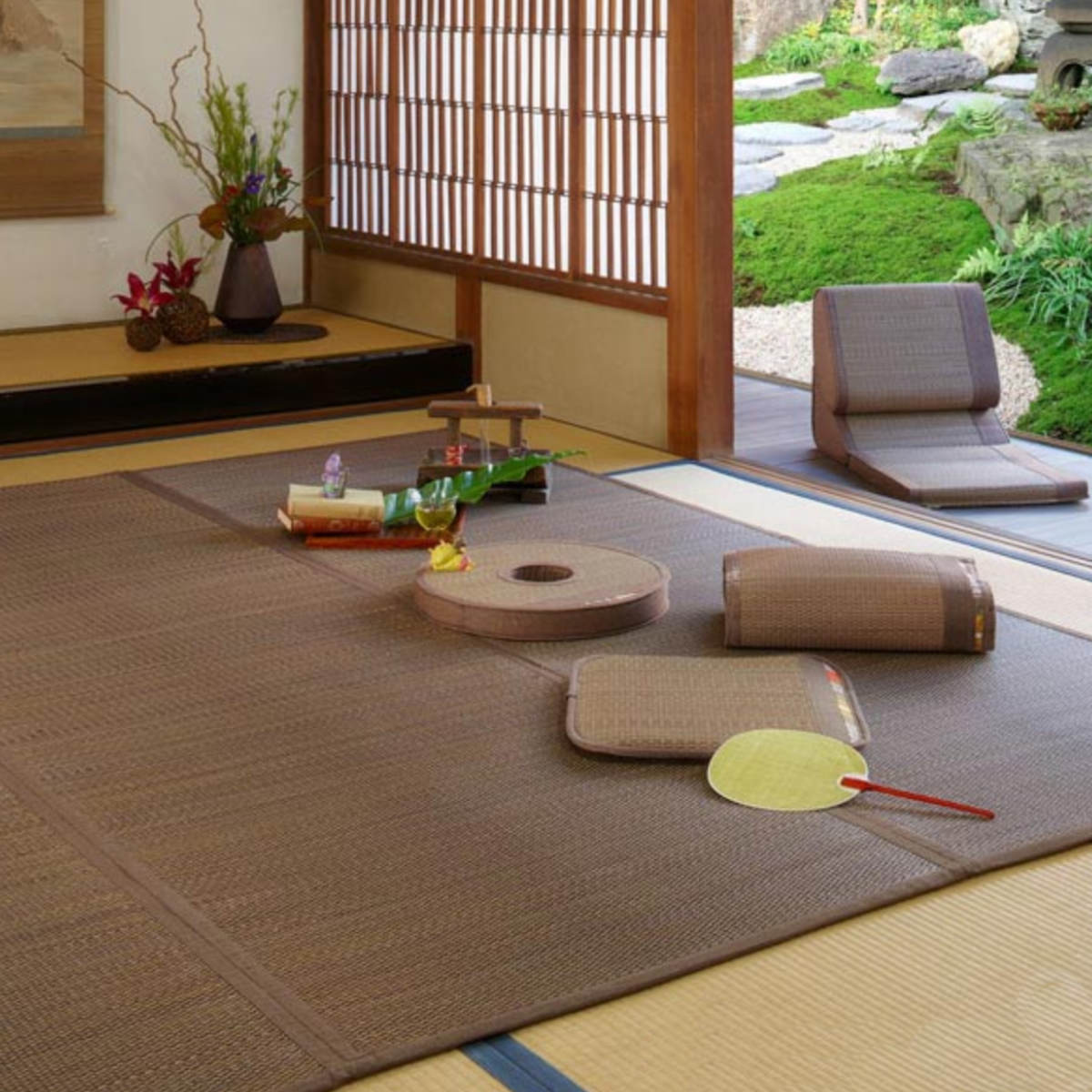 楽天市場】い草 上敷き 花ござ 与那国 8畳 約352×352cm ブラウン