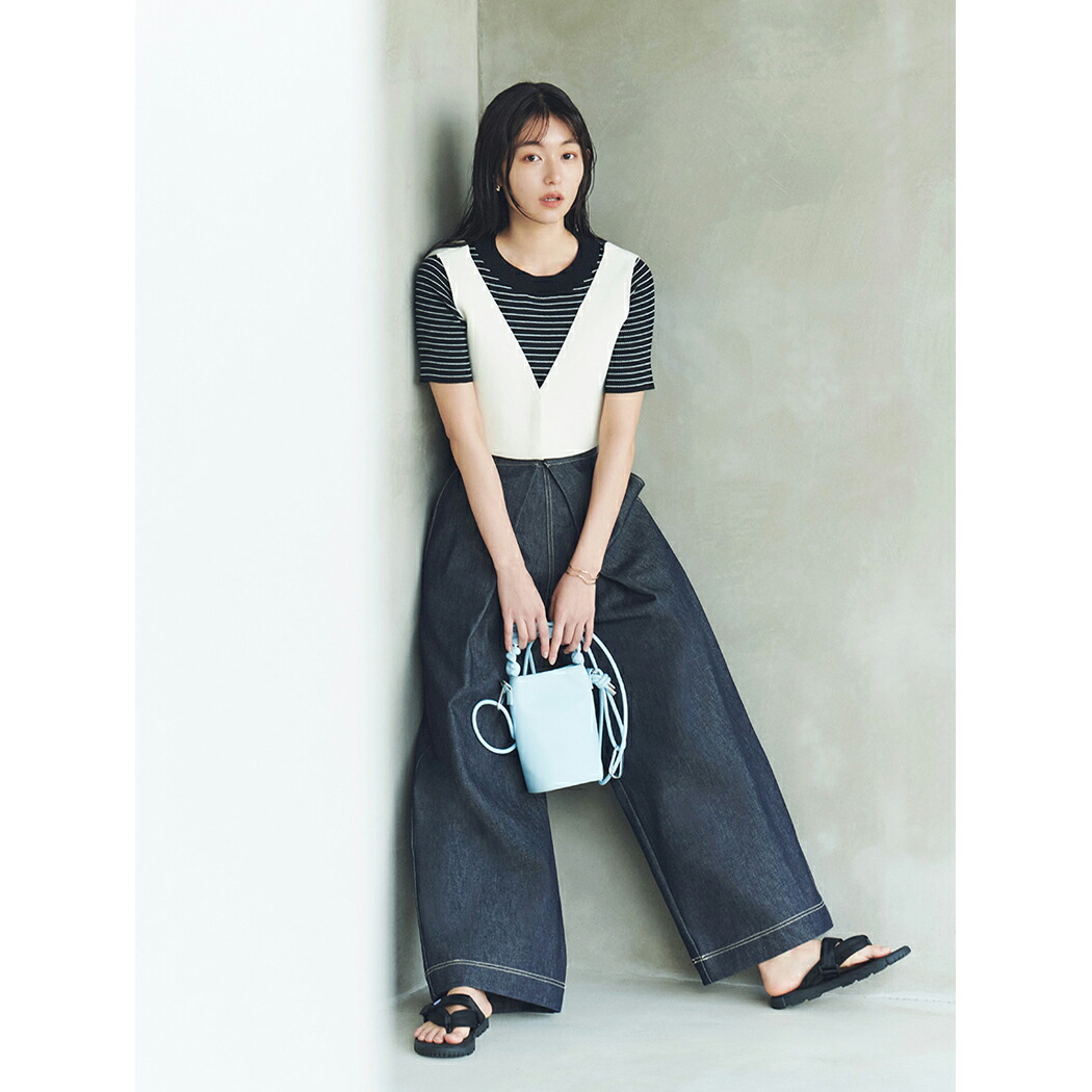 エミ emmi emmi atelier フロントタックワイドデニムパンツ レディース