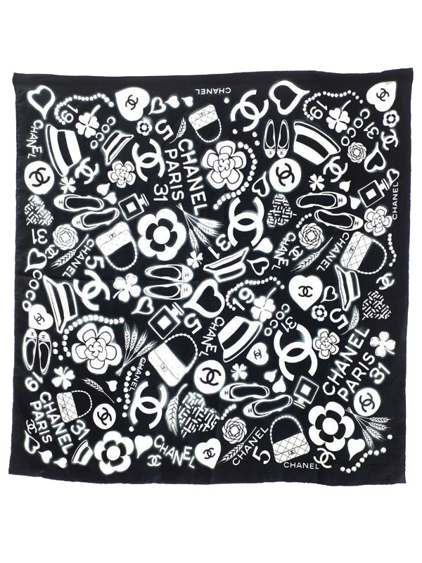 CHANEL】シャネル『ココマーク ロゴ シルクスカーフ』レディース 1週間