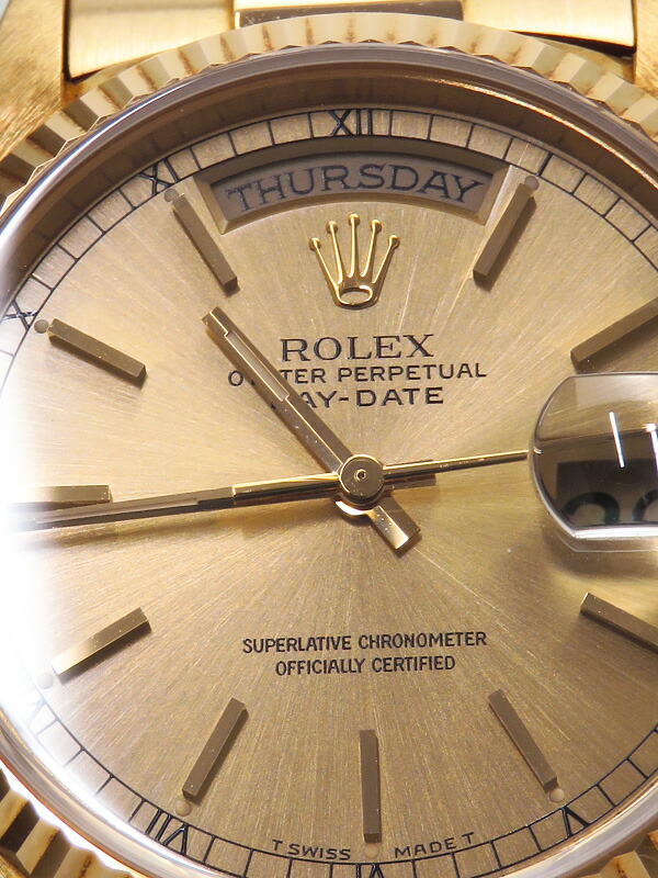 ROLEX】【YG】【仕上済】ロレックス『デイデイト』18238 T番'96年頃製