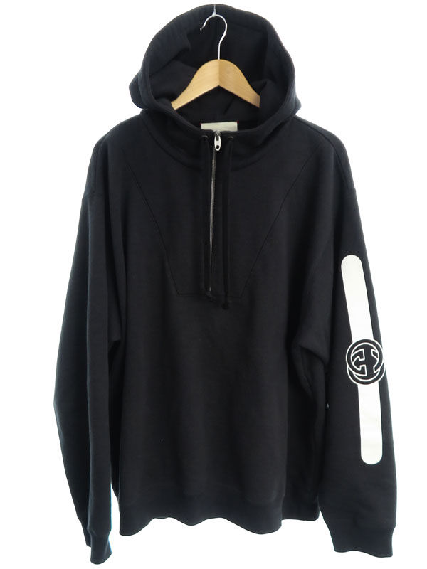 GUCCI】グッチ『ロゴ スウェット ハーフジッププルオーバーパーカー
