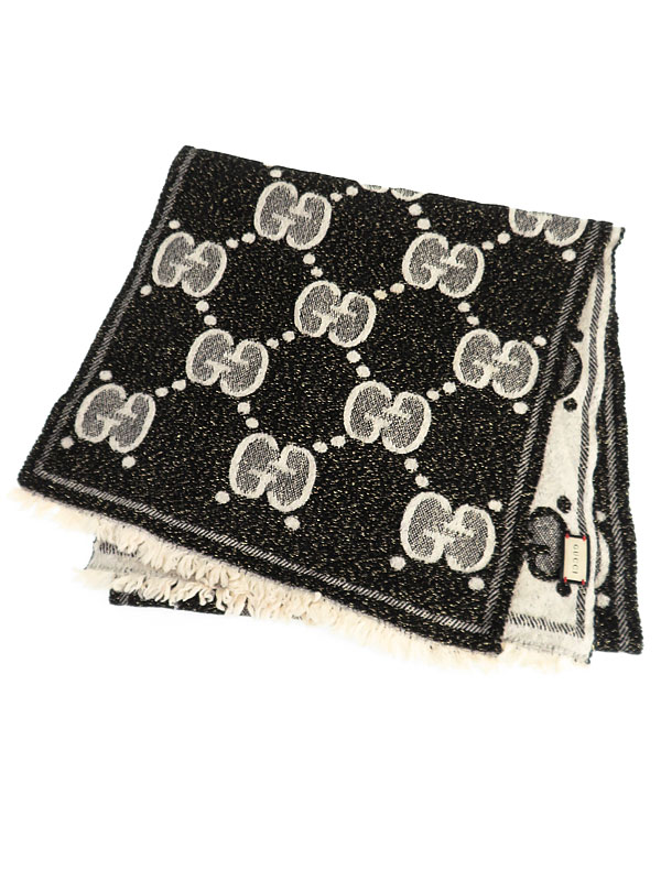 GUCCI】グッチ『GGウール ラメ ジャカード スカーフ ロゴ』598993