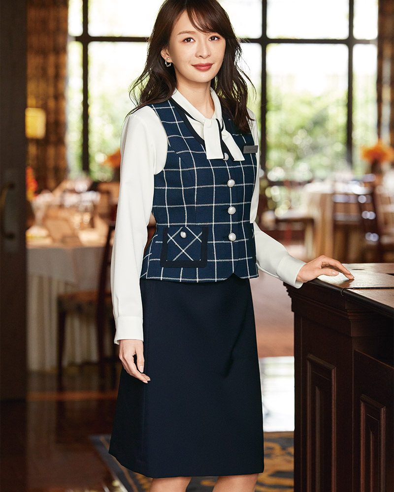 事務服,ベスト受付 事務服 ベスト 12010 マトラッセチェック