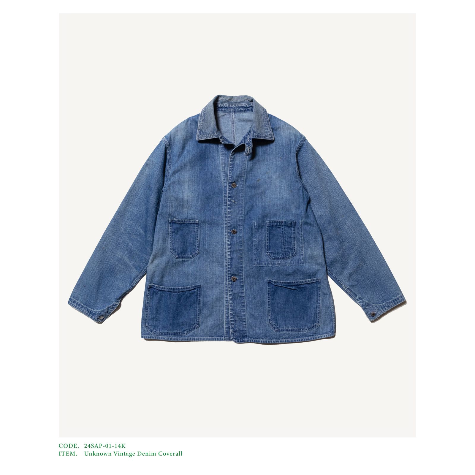 A.PRESSE - アプレッセ24SS Unknown Vintage Denim Coverall (24SAP-01