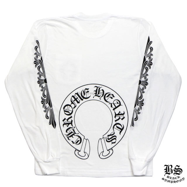クロムハーツロングTシャツホースシュー&フローラルクロスホワイト