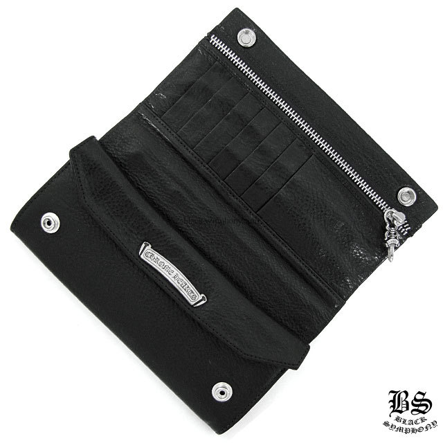 クロムハーツ 財布 ロングウォレットクロスボタンブラックレザー