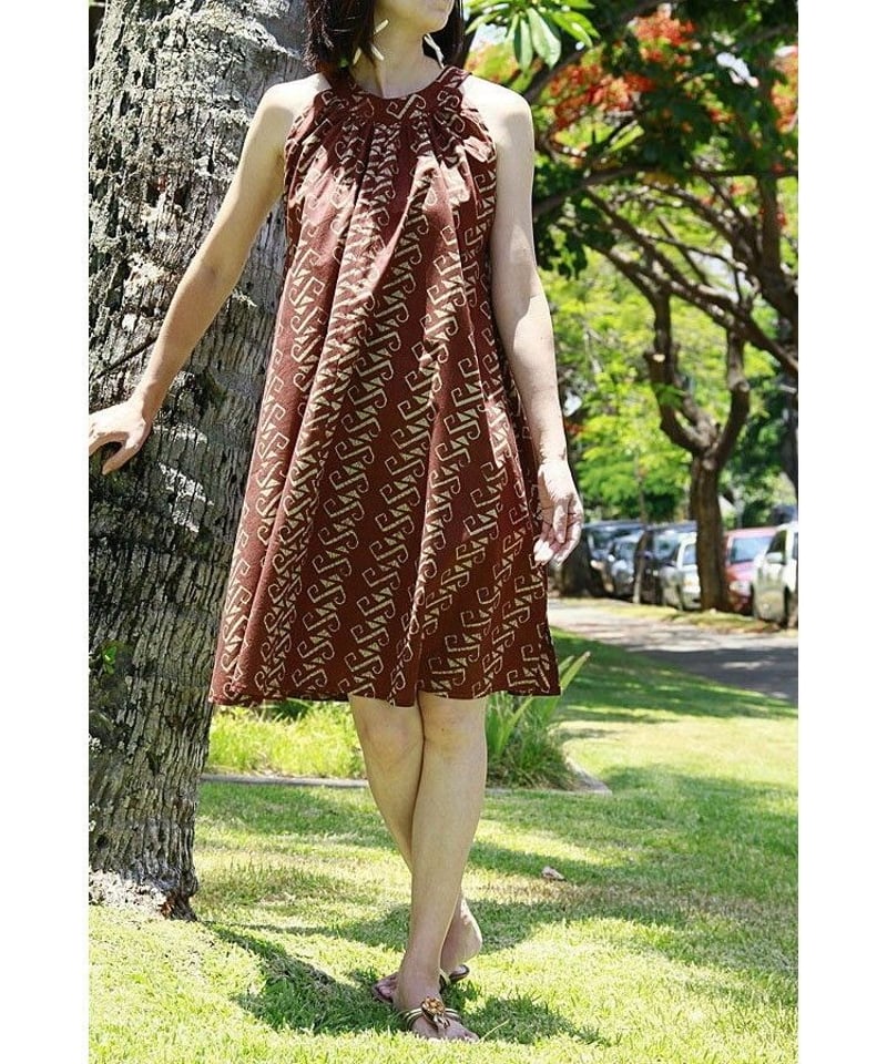 NOANOA ブラウン タパフック ミニジンジャードレス HNLS02239-847110 |