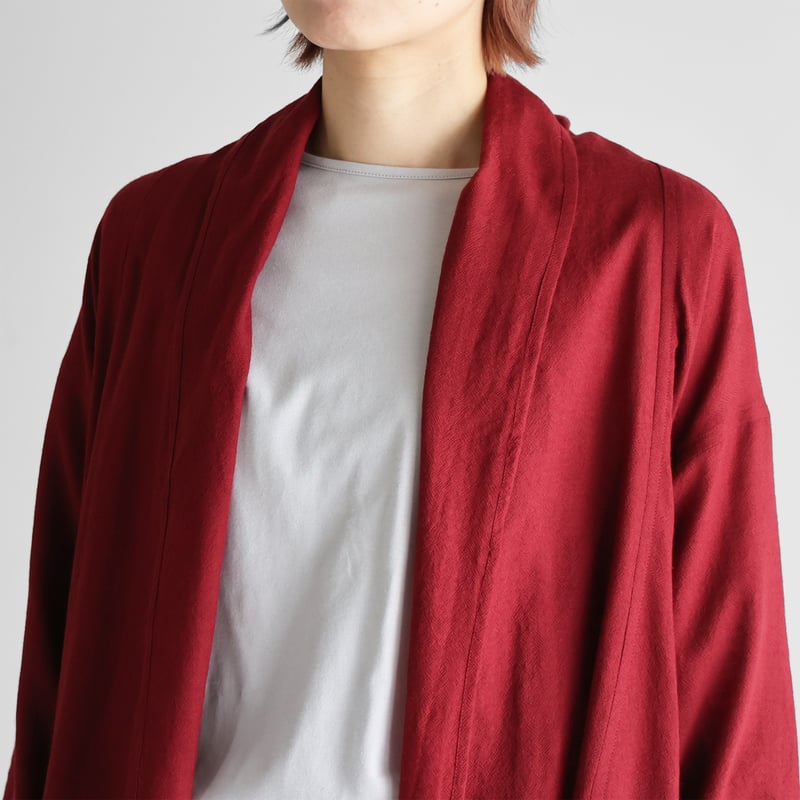 ウォッシャブルウールロングカーディガン（ダークレッド）【ユニ
