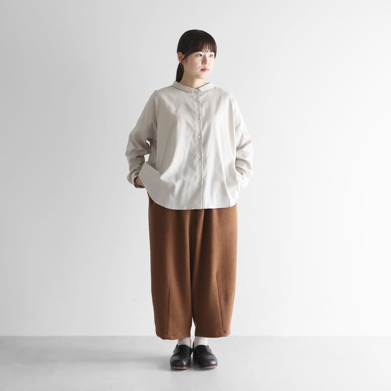 HUIS×尾州”縮絨ウールフランネルバルーンパンツ（ブラウン）【ユニ