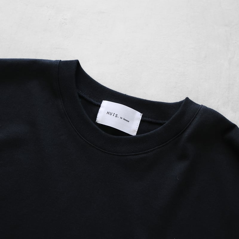 HUIS in house］SUVIN COTTON長袖スクエアワイドカットソー（ブラック）