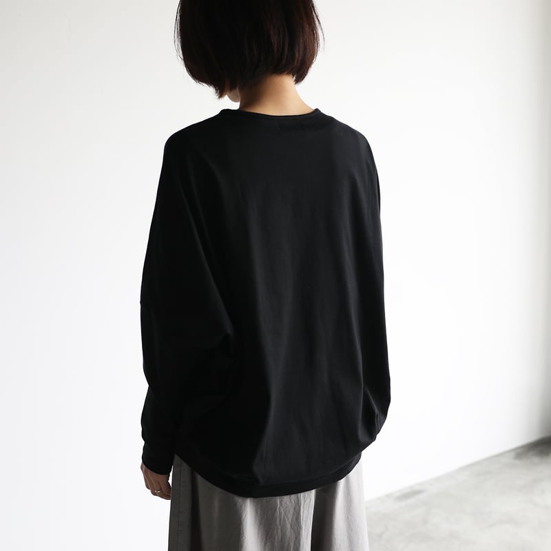 HUIS in house］SUVIN COTTON長袖コクーンカットソー（ブラック）【レデ