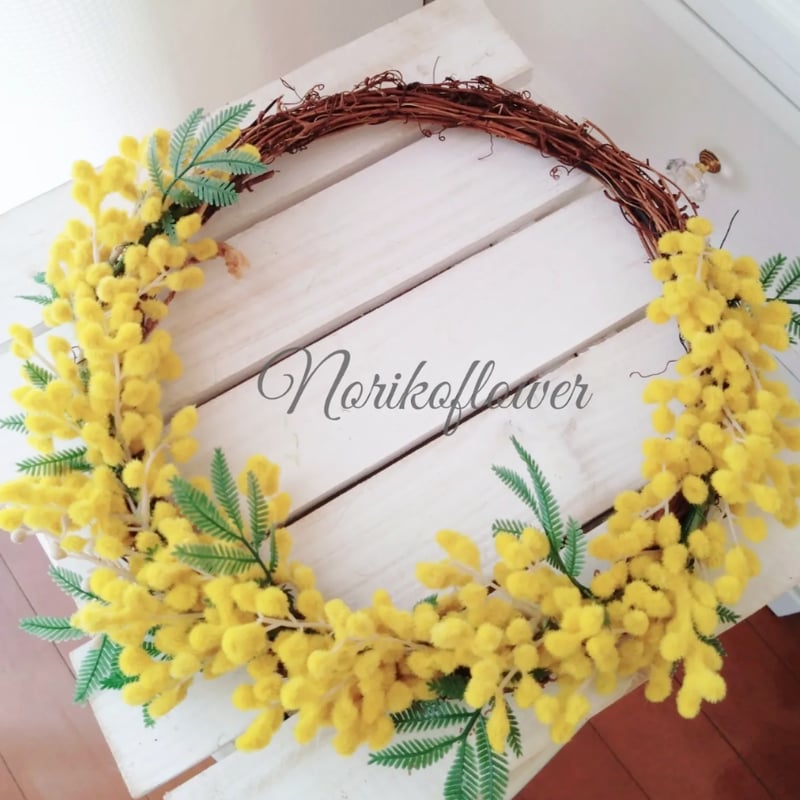 ふわふわミモザリース | Noriko flower design