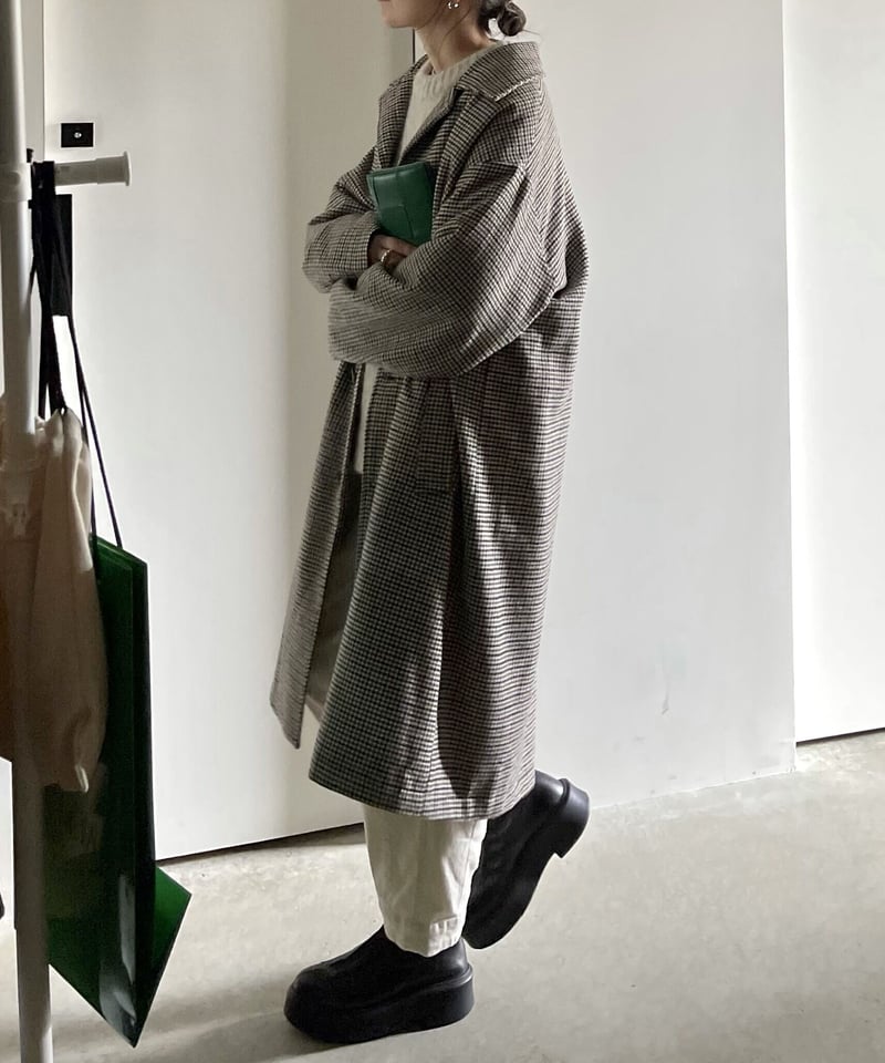 wool mix soutien collar plaid coat | F A S H I R U