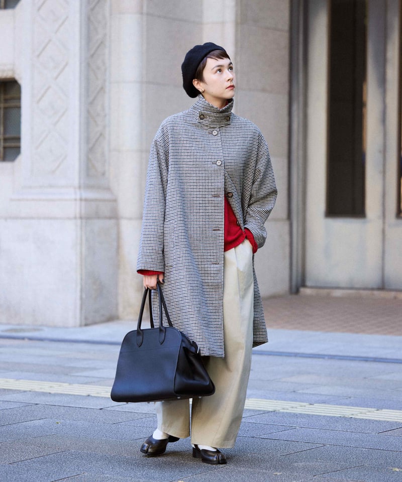 wool mix soutien collar plaid coat | F A S H I R U