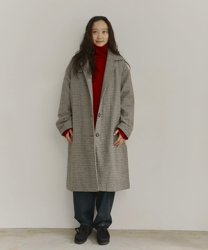 wool mix soutien collar plaid coat | F A S H I R U