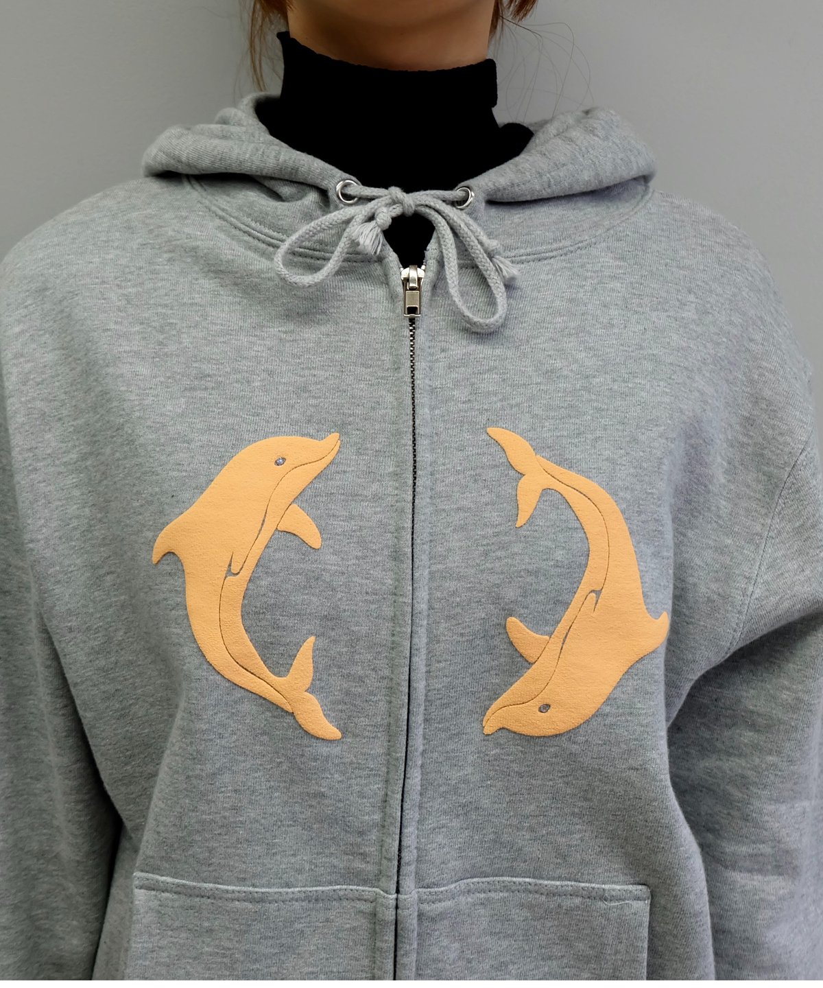 Labyrins Two Dolphins Zip Hoodie Gray | Shury