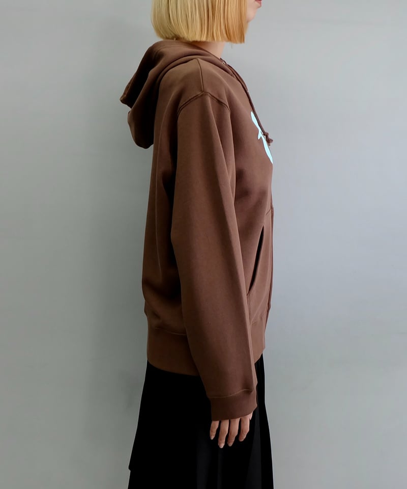 Labyrins Two Dolphins Zip Hoodie Brown | Shury