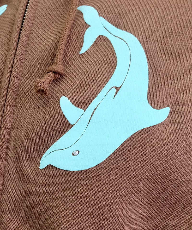 Labyrins Two Dolphins Zip Hoodie Brown | Shury