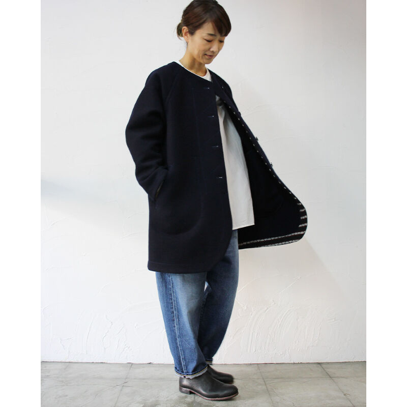 homspun ホームスパン ウールメルトンコート #ネイビー 【送料無料