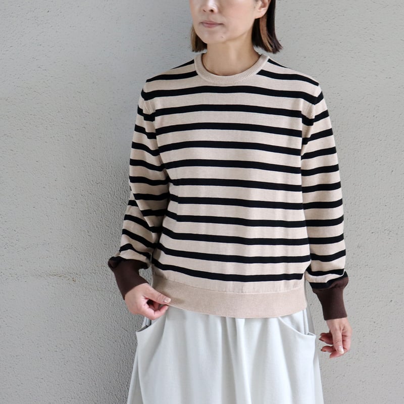 atelier naruse アトリエナルセ cotton wool boarder knit