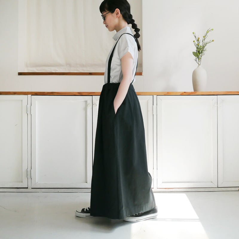 GOUACHE｜ ガッシュ｜サスペンダーキュロットパンツ｜BLACK | GOUACHE
