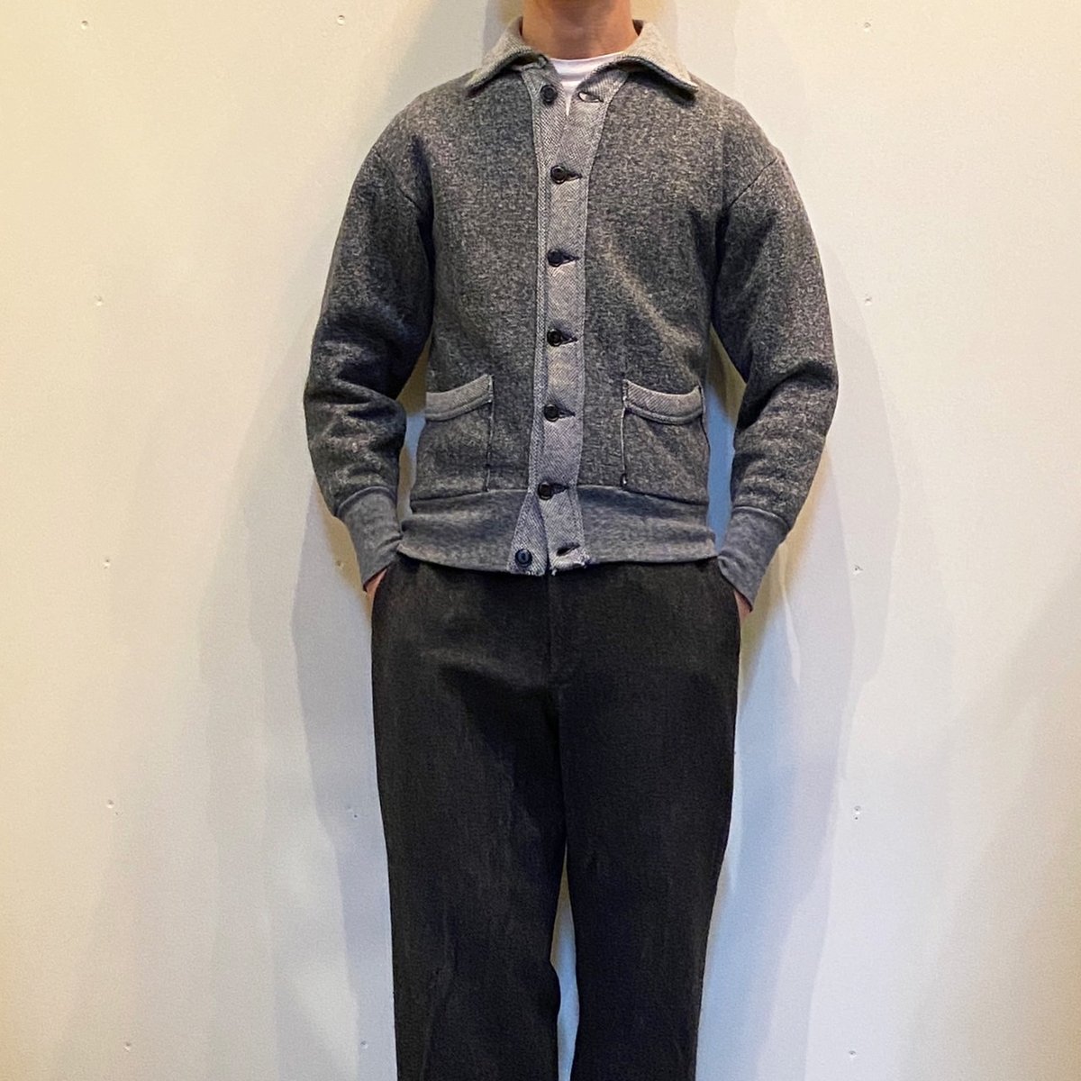 1950's Unknown Salt&Pepper Sweat Cardigan | Unwave