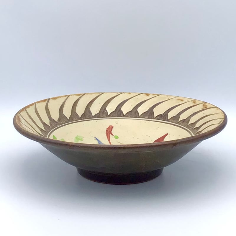 沖縄の器・やちむん・壺屋焼】 國場陶芸 赤絵 7寸皿 H | 沖縄のうつわ