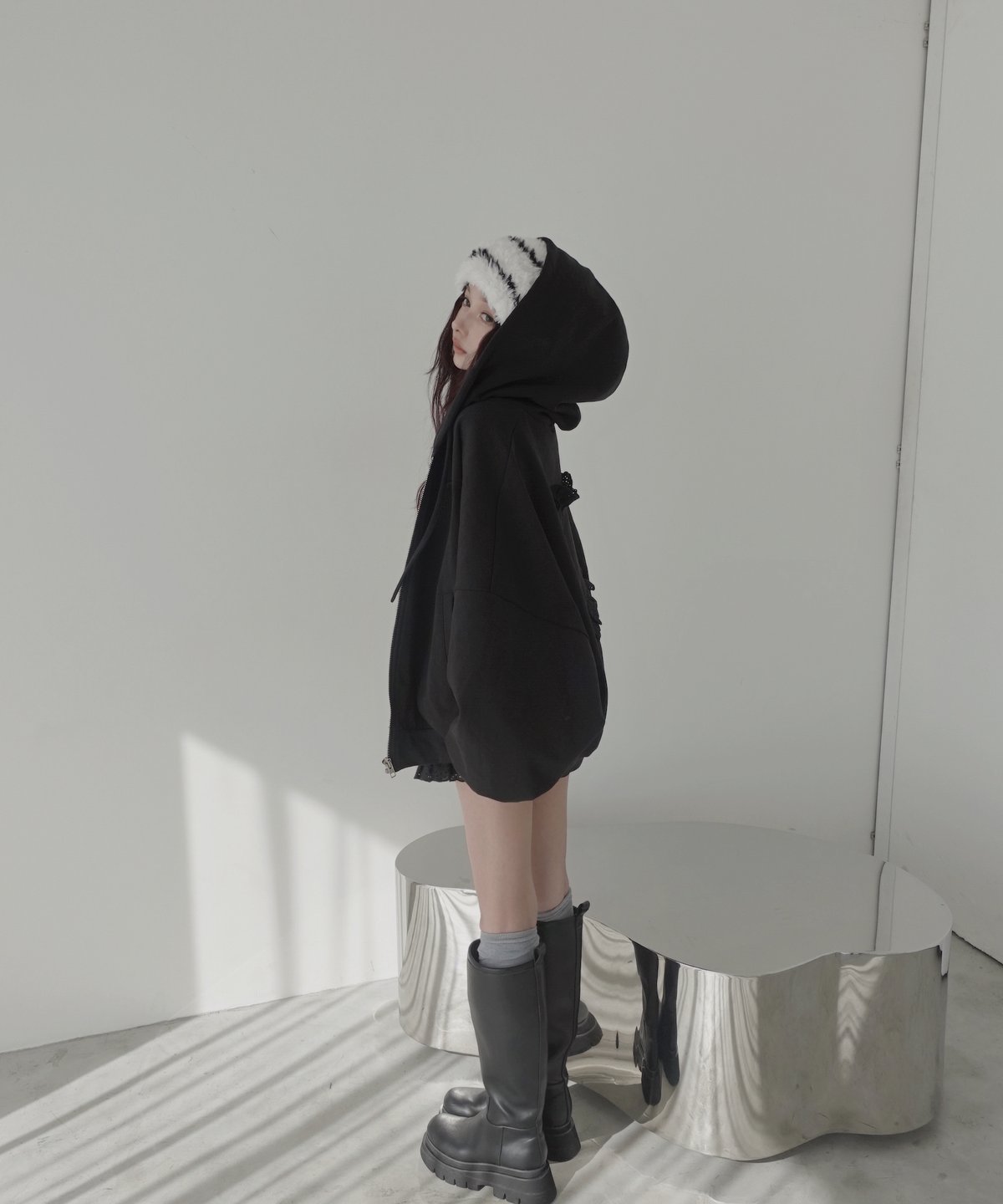 Black】ハートジップアップフーディー /Heart Zip-up Hoodie | FI