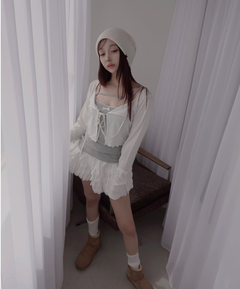 コットンレースフリルフリルショートパンツ / Cotton Lace Frill Frill