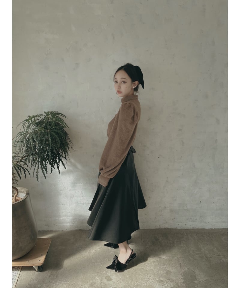 ジップオープンフェイクレザースカート / Zip Open FakeLeather Skirt
