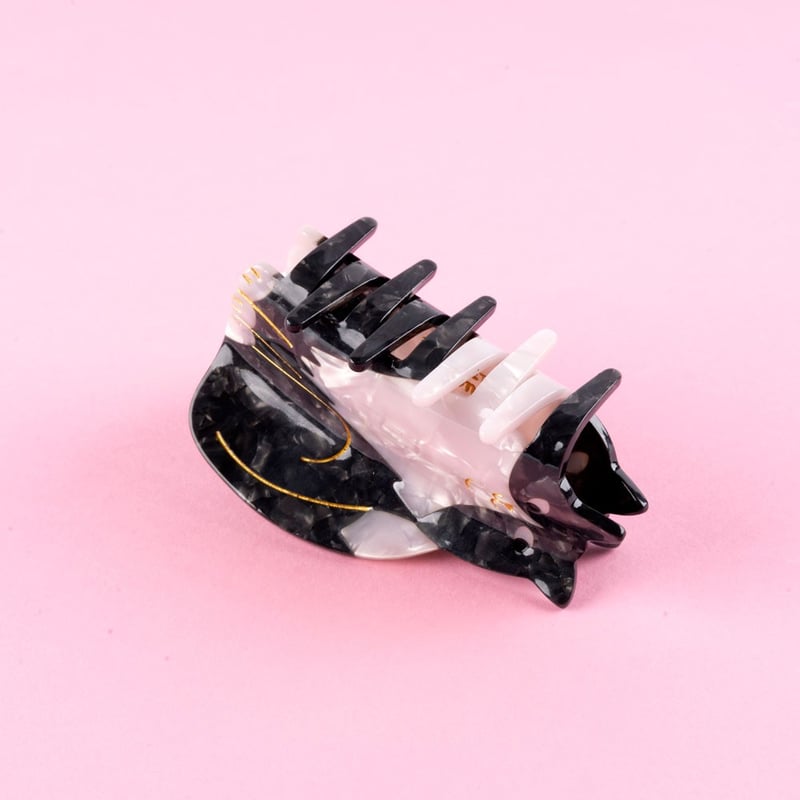 Coucou Suzette】Black & White Cat ヘアクリップ | gold