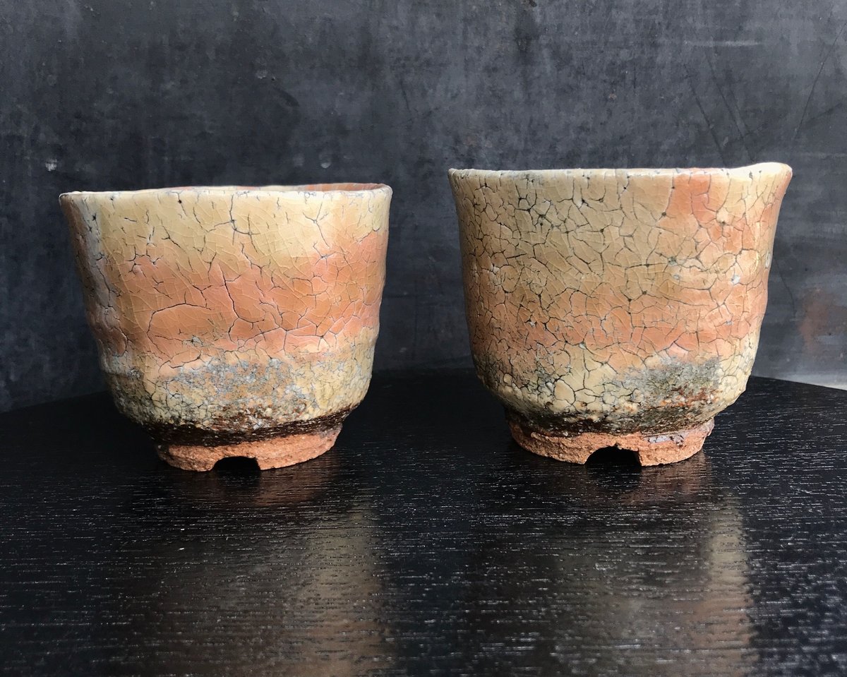 ◇◇陶器 萩焼 輪花◇◇ 鬼萩湯呑茶碗（木箱入）黒田岳 作 | 陶器 和