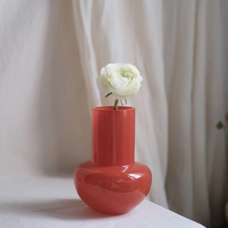 レッド カラー ガラス フラワーベース 全2色 花瓶 | 70PARK