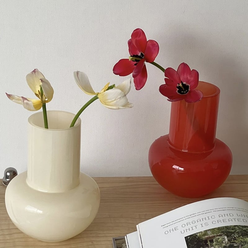 レッド カラー ガラス フラワーベース 全2色 花瓶 | 70PARK