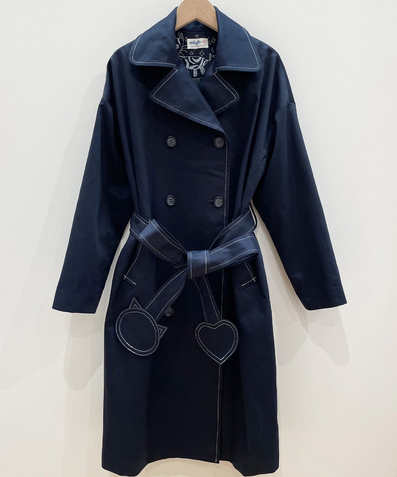 ネコ♡ベルトトレンチコート (navy) | migh-T by Kumiko Watari