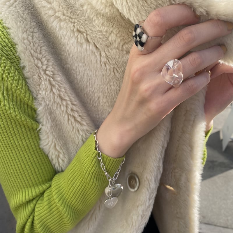 ho.clear glass heart ring | yurikaakutsu