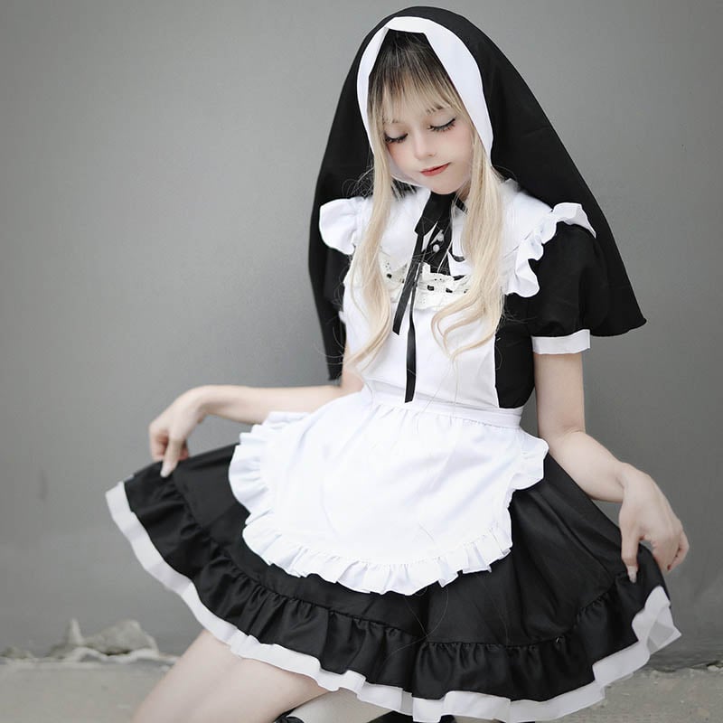 メイド服 ロリータ ドレス ワンピース S M L 2L 3L 4L 5L 6L LYG-82