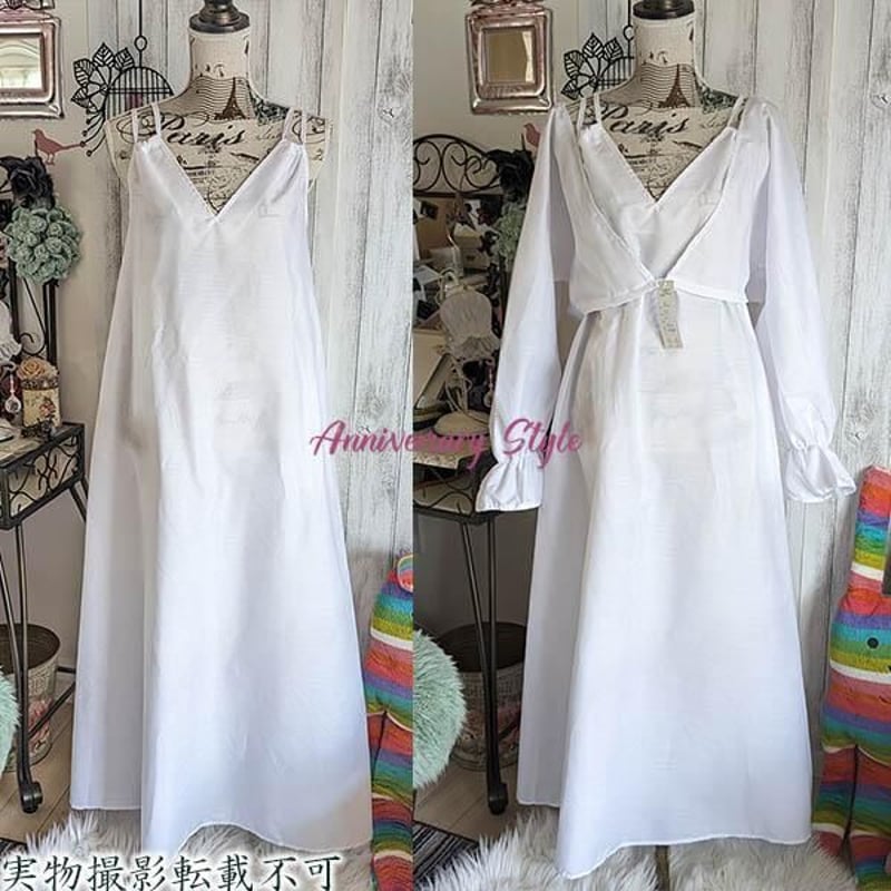 ワンピース ボレロ付 白 即納 黒 レディース Vネック 2713766