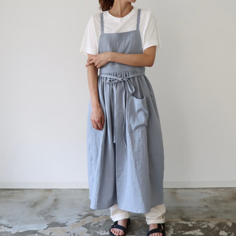 ふっくら厚さ2倍のとろみダブルガーゼのギャザーたっぷりエプロン