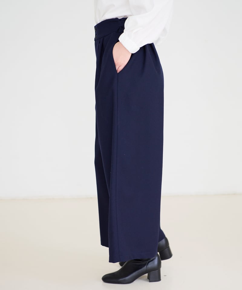 MARKAWARE オーガニックウール タックパンツ ネイビー fruits of life>ウールタックパンツ / 濃紺色(ネイビー) | fruits