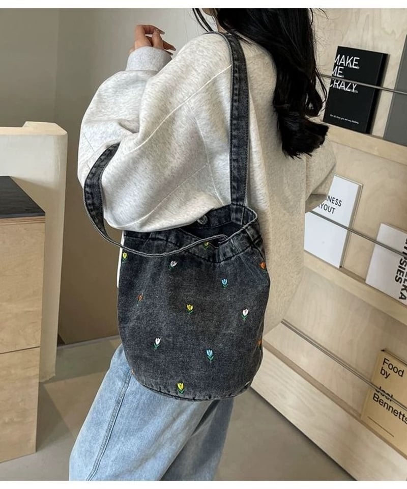 予約販売】フラワー刺繍デニムトートバッグ | KISHIKA