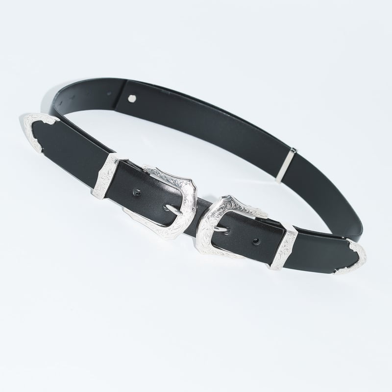 TOGA TOO / Double buckle wide belt | glitter