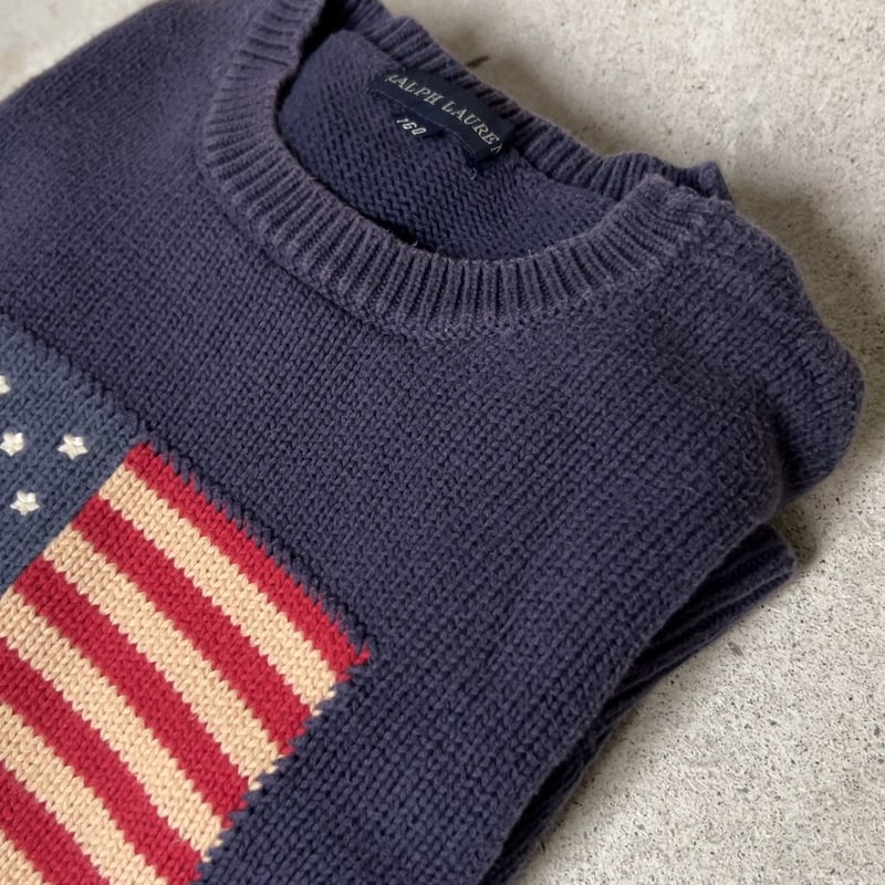 RALPH LAUREN ラルフローレン 星条旗 コットンセーター RLロゴ有り