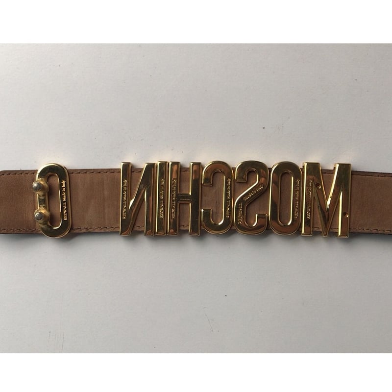 MOSCHINO モスキーノ ヴィンテージ ムーブ ロゴ プレート レザーベルト