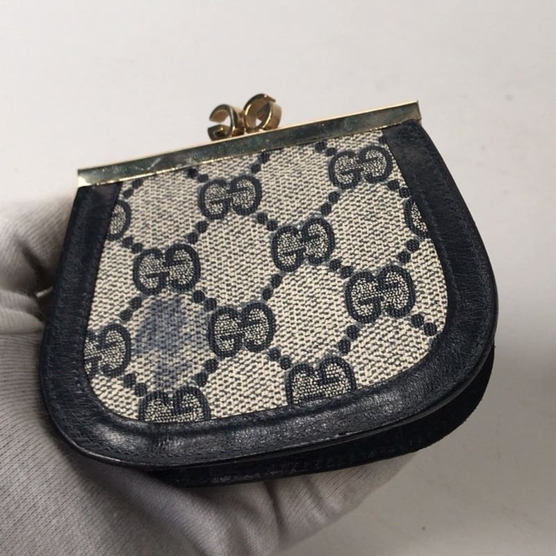 GUCCI グッチ オールドグッチ コーティングGGキャンバス/レザー ガマ口